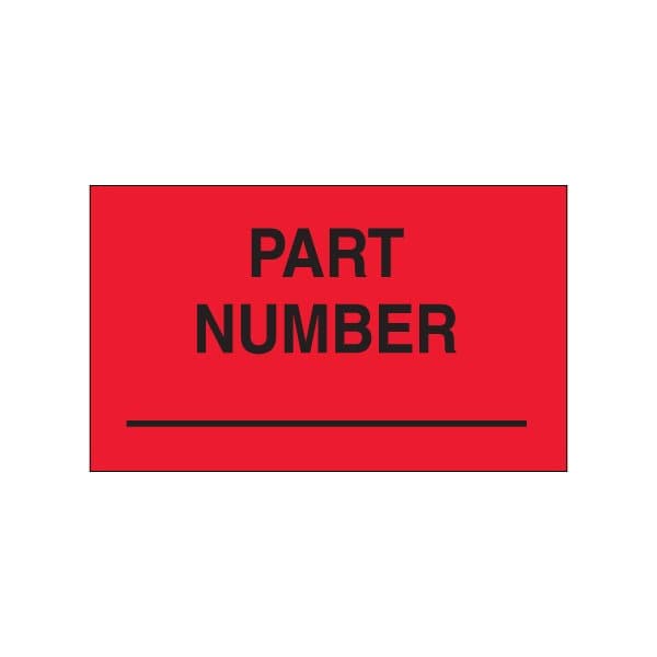 Bsc Preferred 3 x 5'' - ''Part Number'' Fluorescent Red Labels BUY00023945 - main